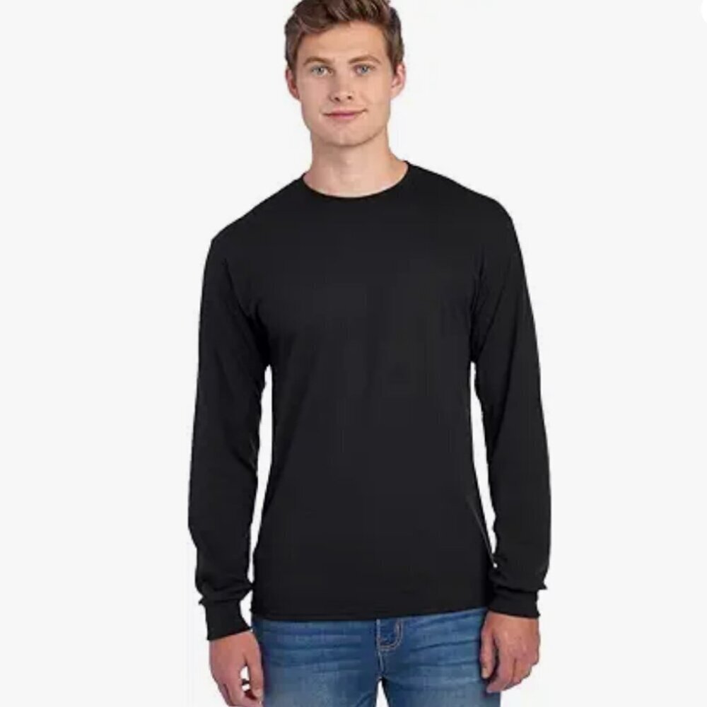 Mens Dri-Power Cotton Blend Long Sleeve Tees, Moisture Wicking, Odor